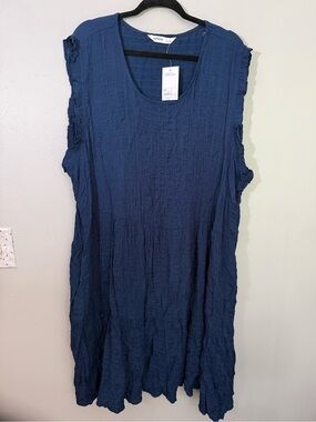 Sonoma Deep Blue Textured Tiered Dress